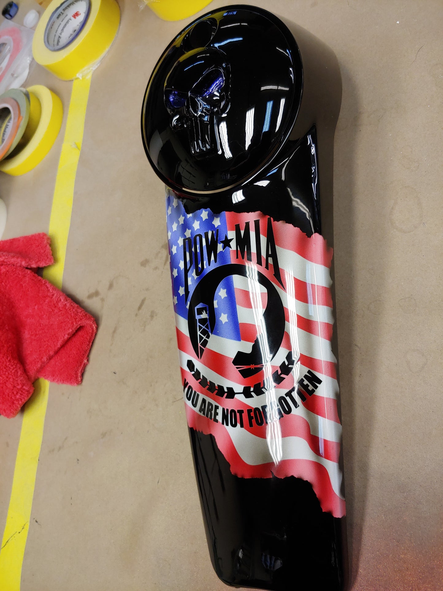 Harley Davidson Punisher and American flag console
