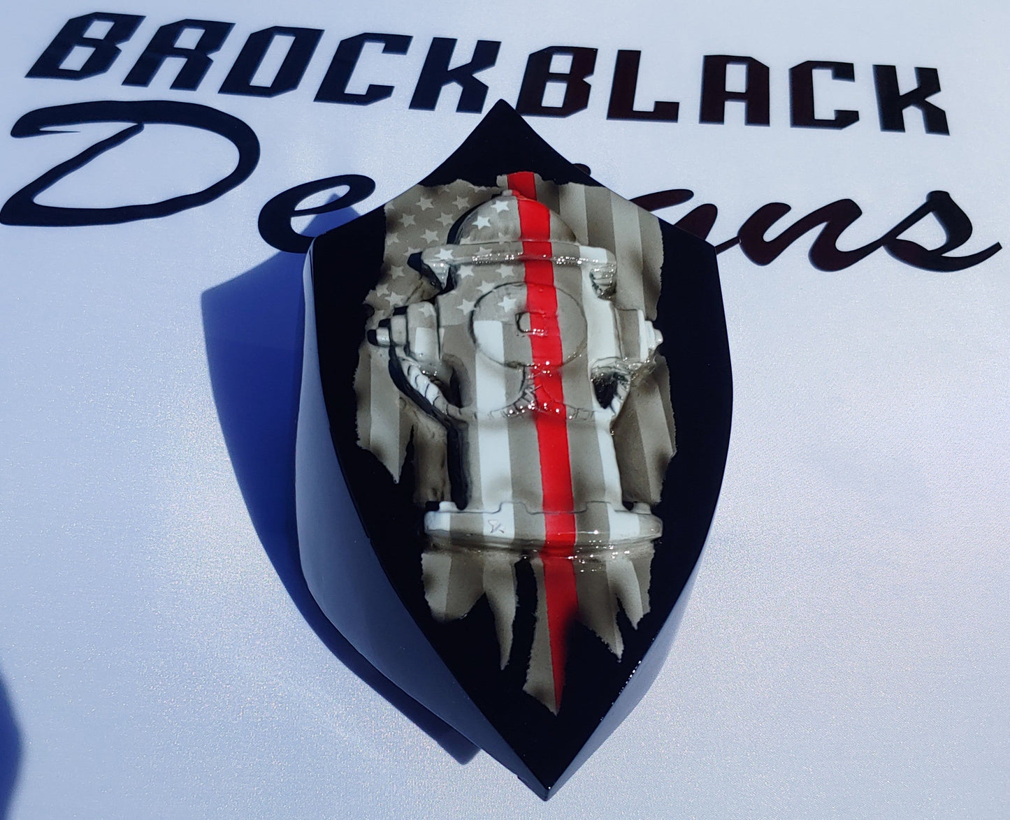 3D fire hydrant tattered American flag horn cover