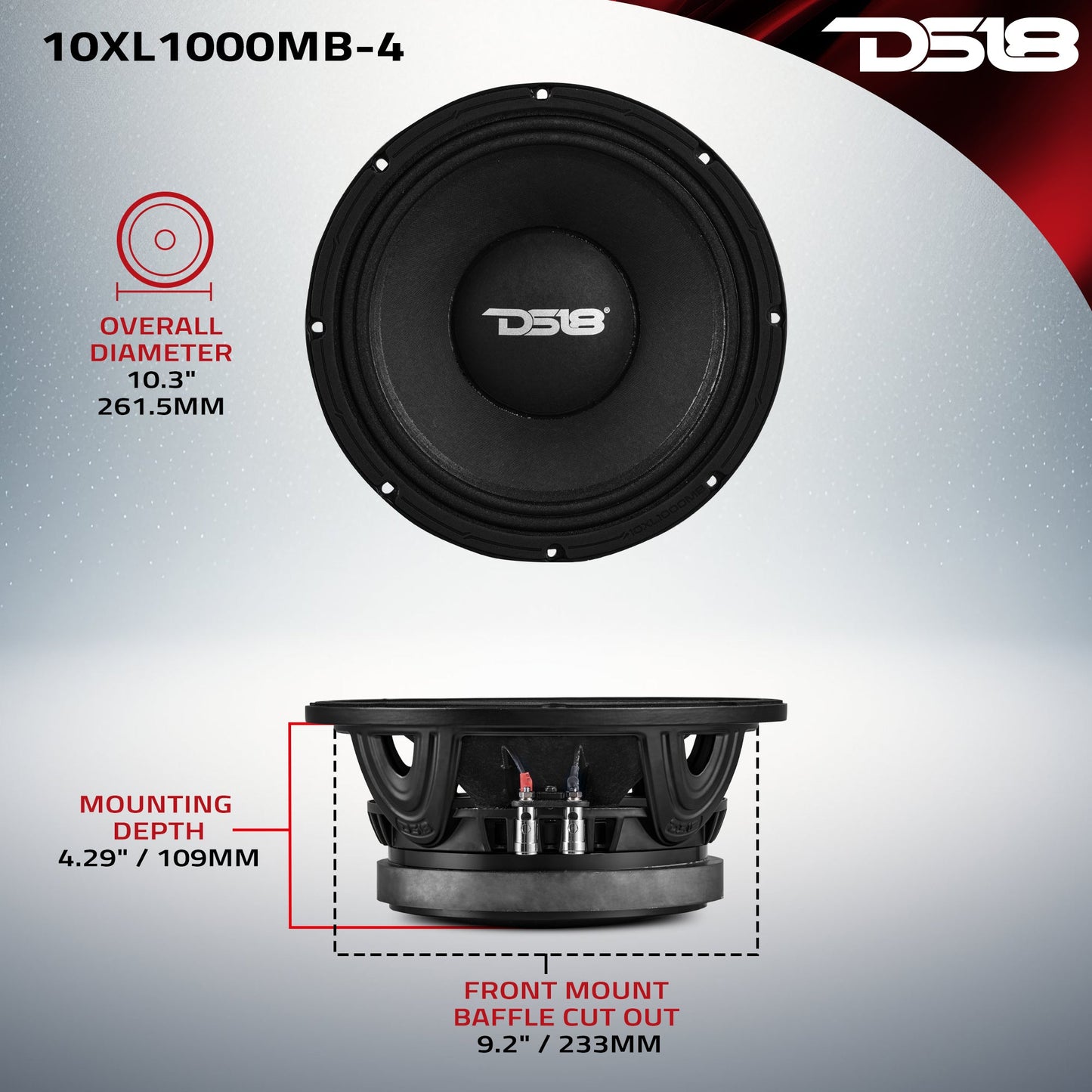 XL 10" Mid-Bass Loudspeaker 500 Watts Rms 4-Ohm