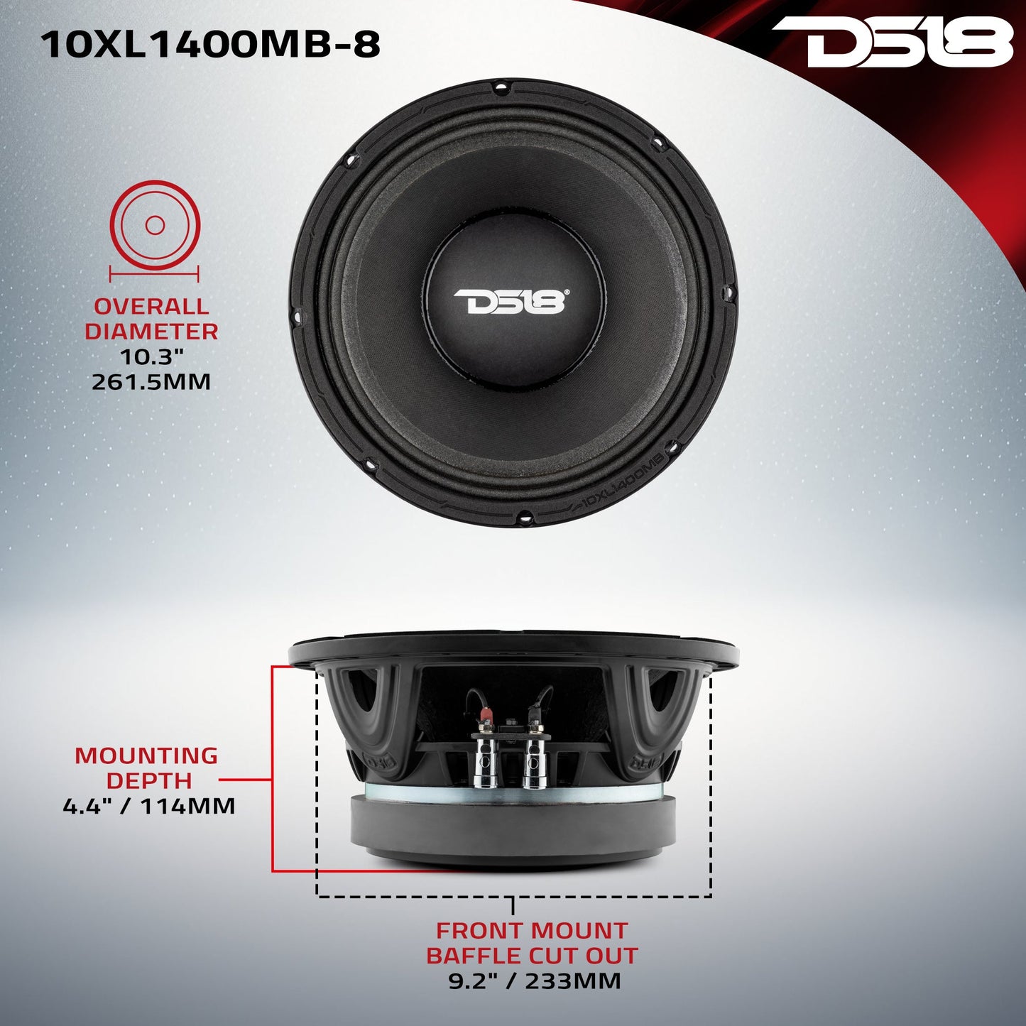 XL 10" Mid-Bass Loudspeaker 700 Watts Rms 8-Ohm