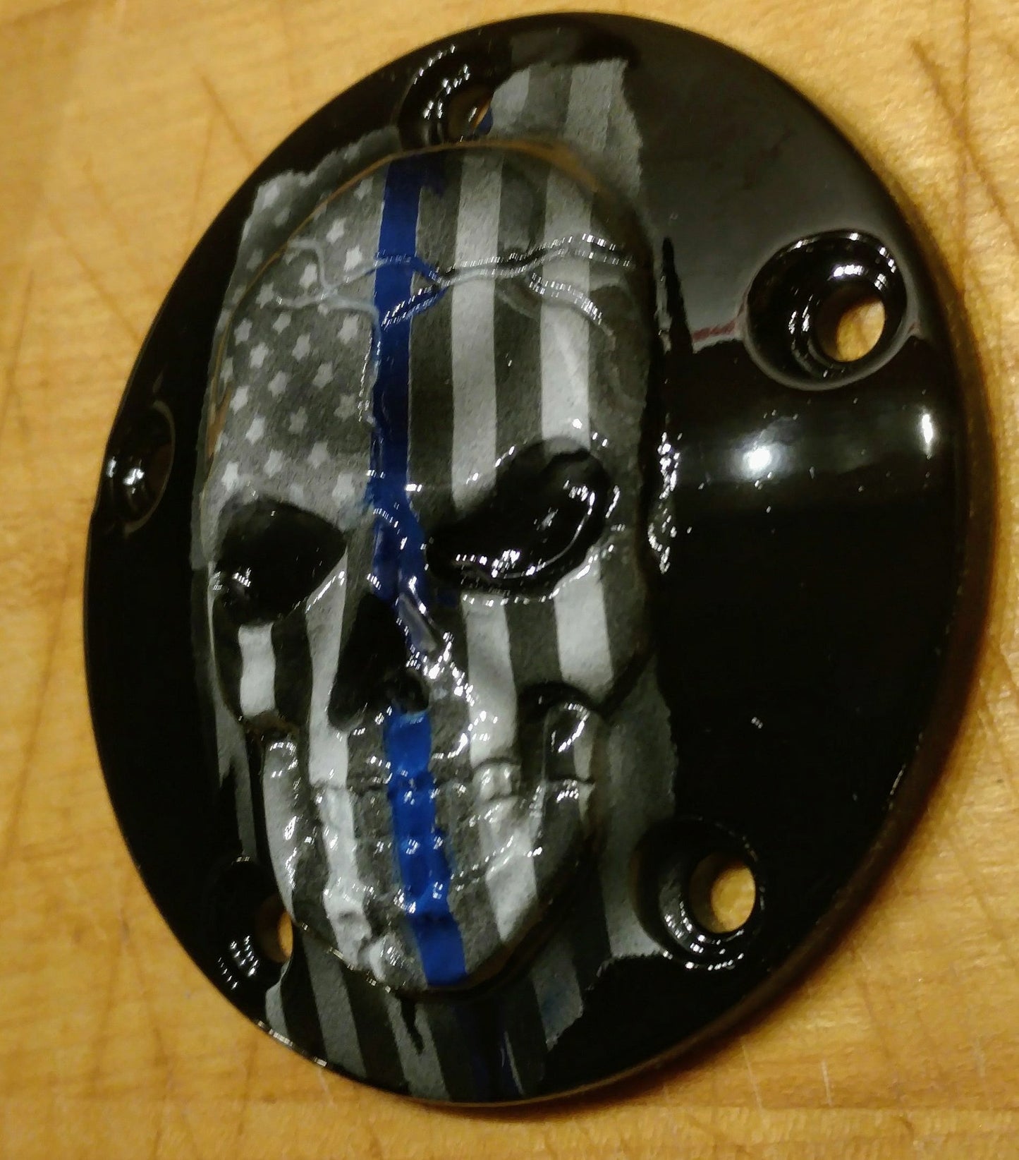 Thin Blue line American flag skull harley points cover