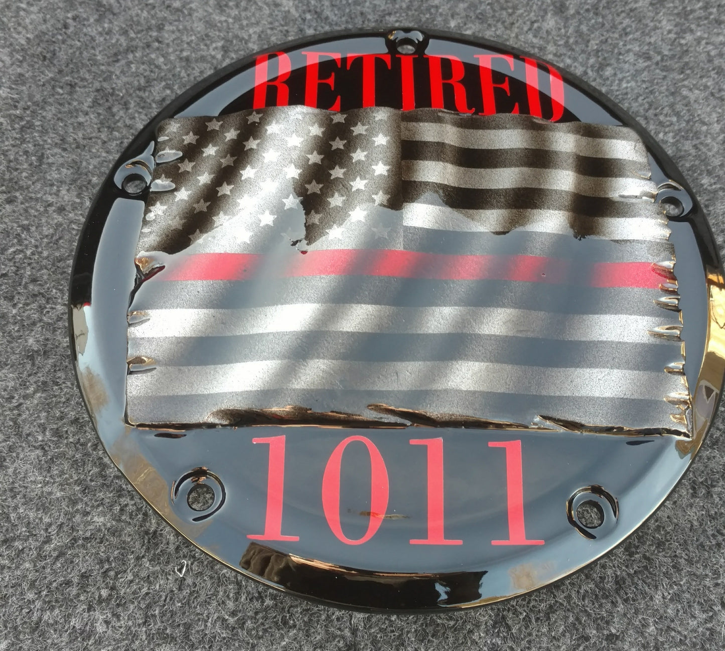 Retired firefighter themed derby cover
