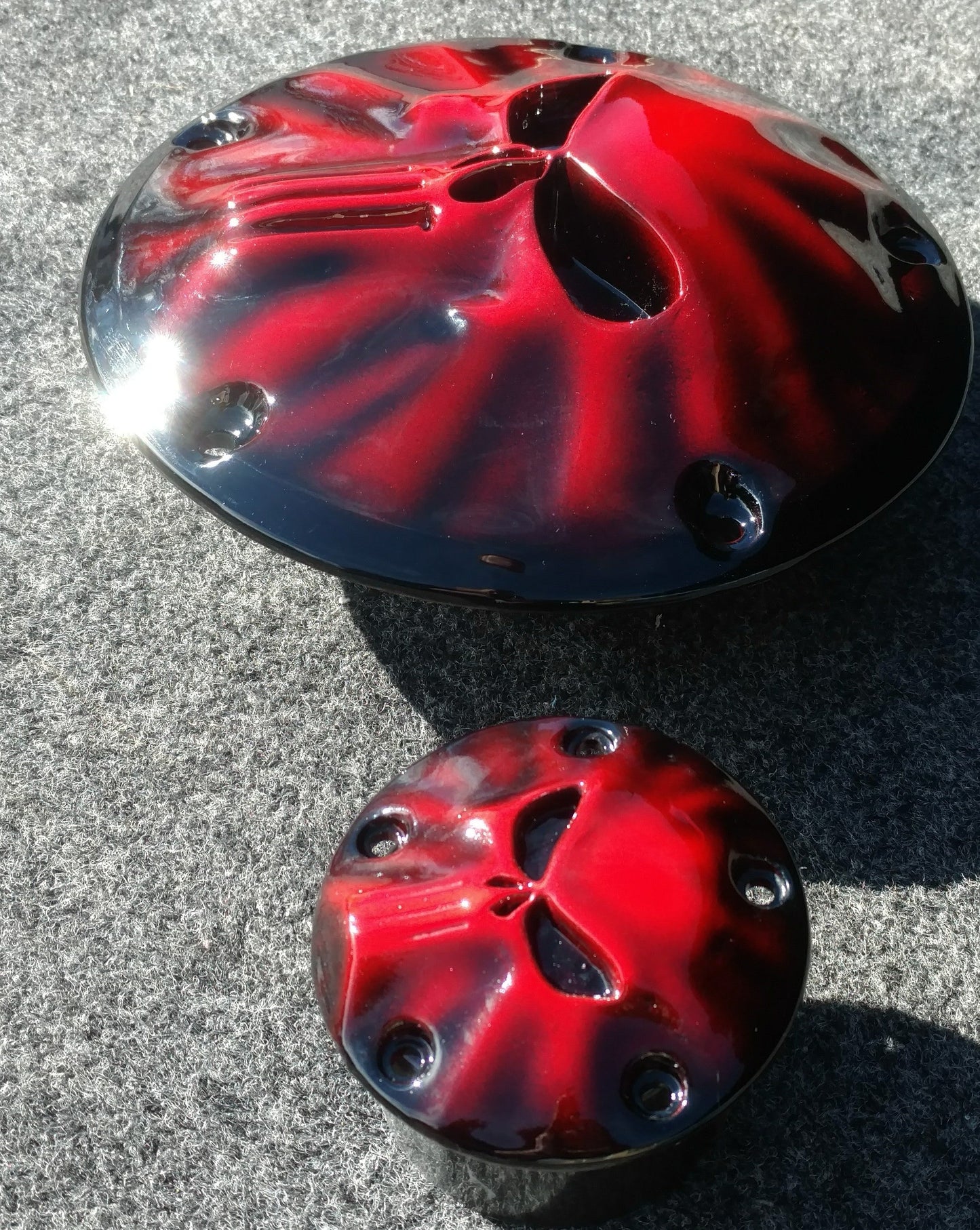 Punisher stretching through Harley derby cover and points cover