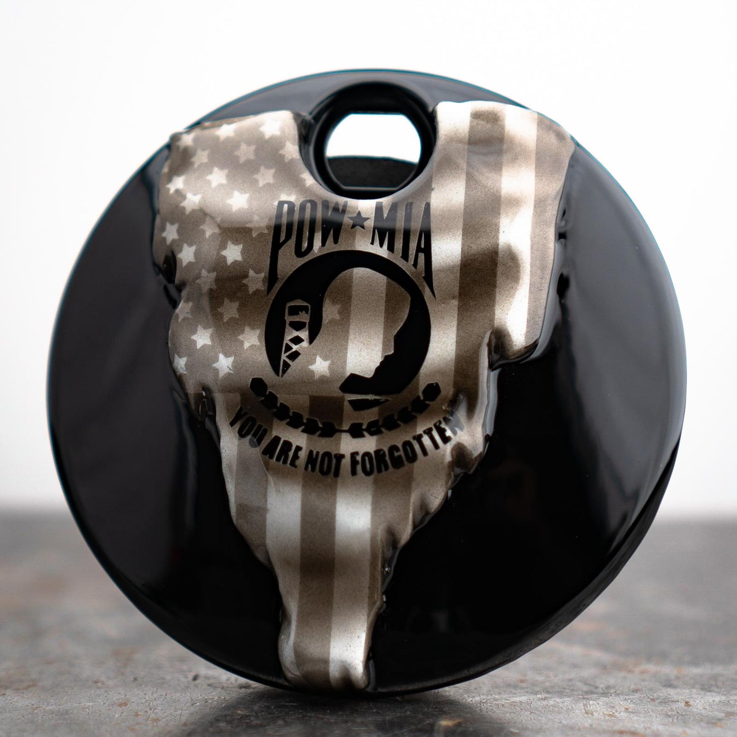 3D tattered American flag with POW-MIA