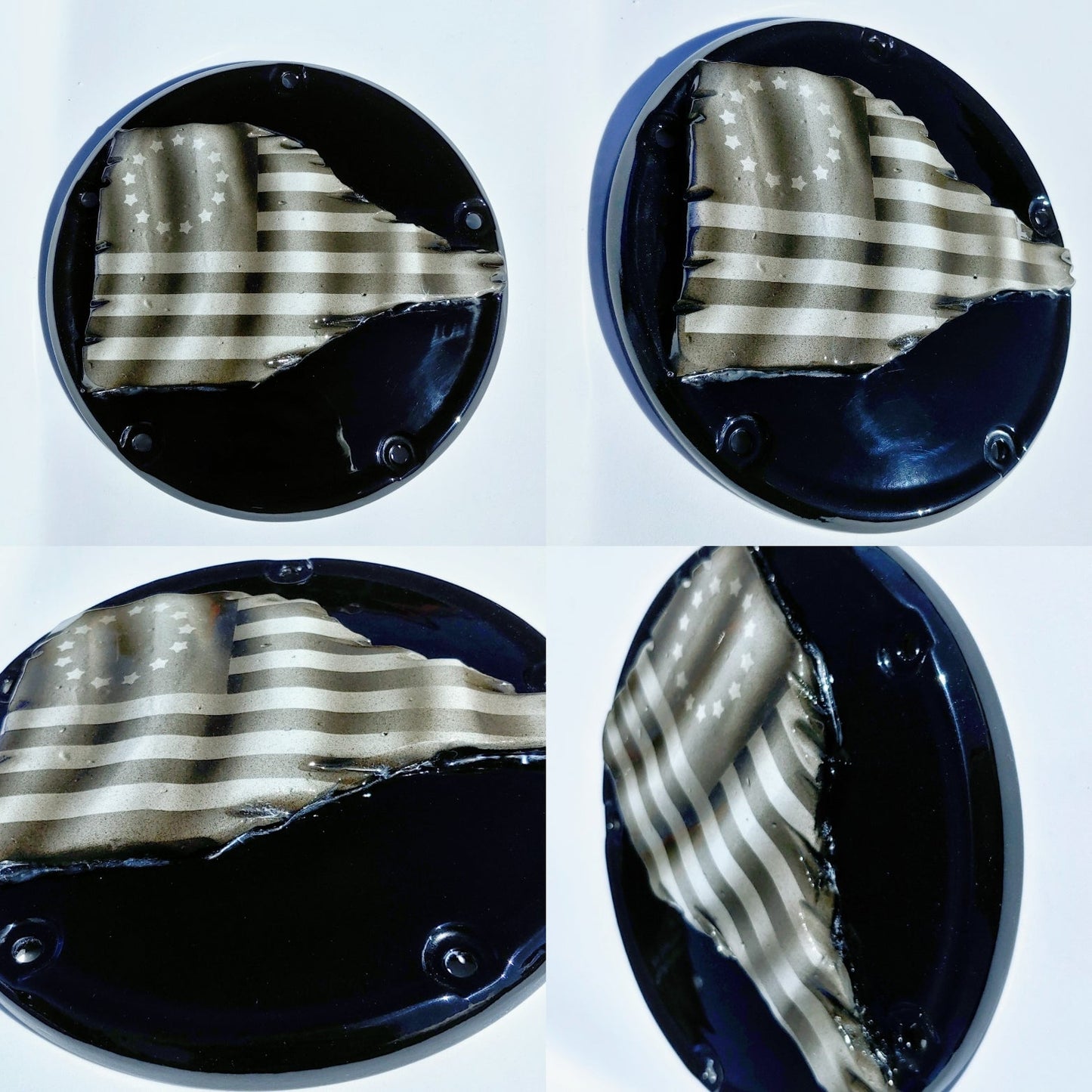 Betsy themed Tattered American Flag Harley derby cover