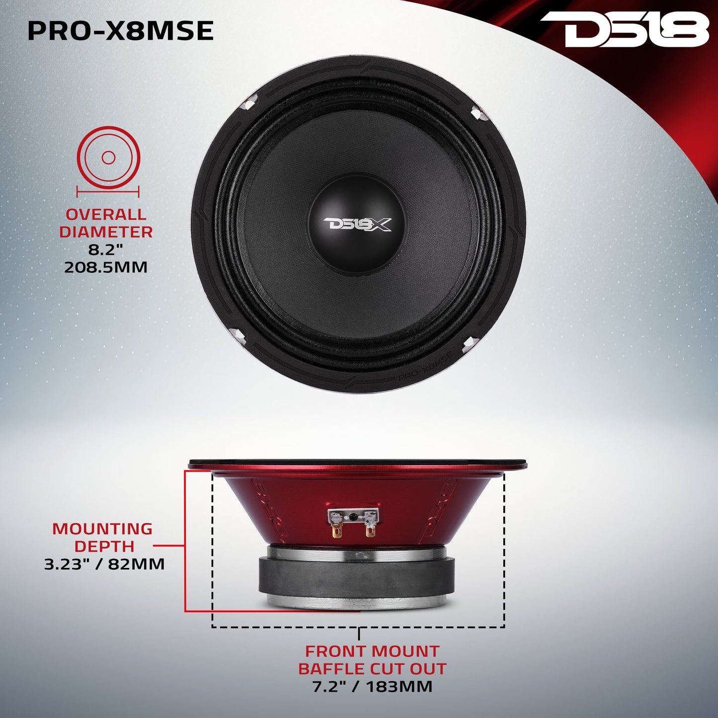 PRO-X 8" Sealed Back Mid-Range Loudspeaker 275 Watts Rms 8-Ohm