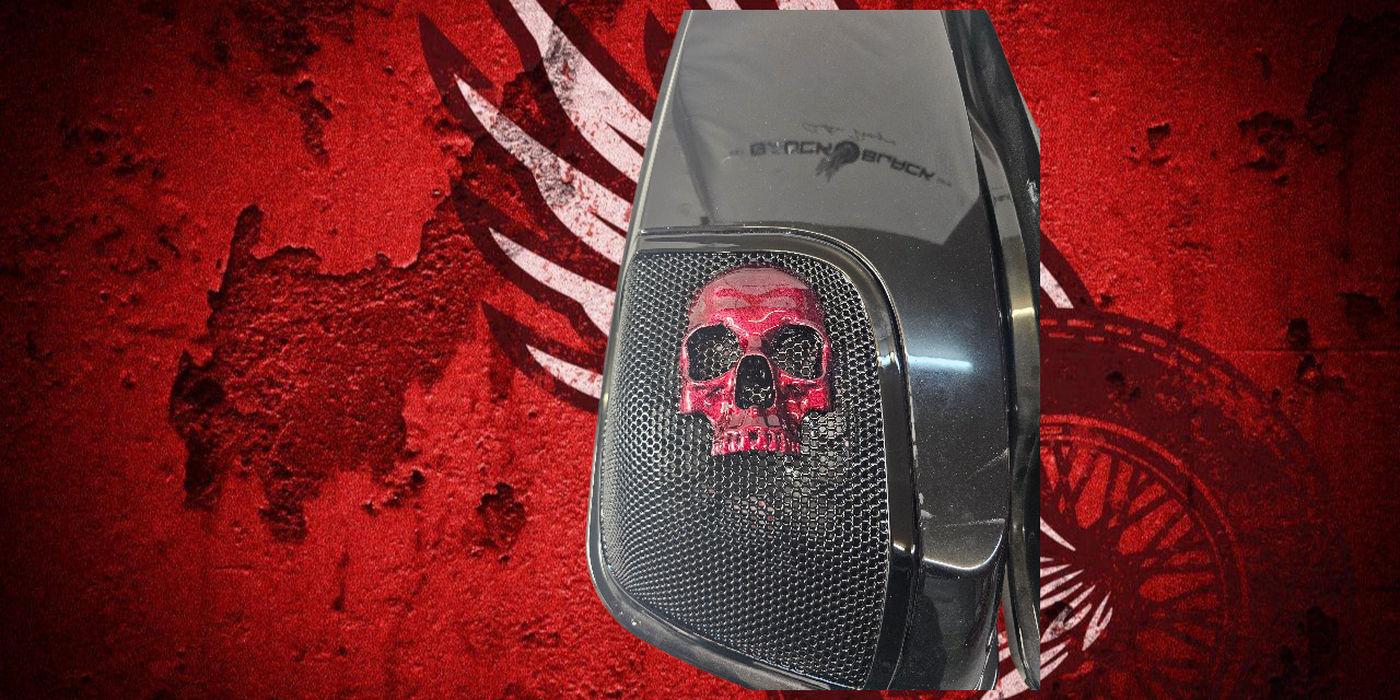 14-24 Harley Davidson bag lid Speaker Grill Cover Ancient Skull