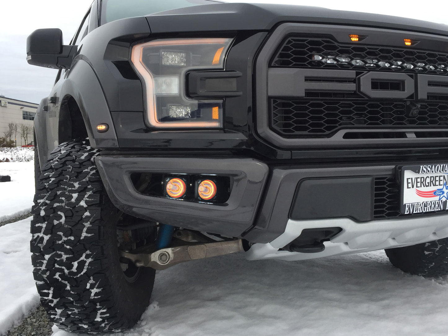 2017-2020 Ford F-150 Raptor LED Halo Fog Light Kit With Optimus Amber Halo Lights