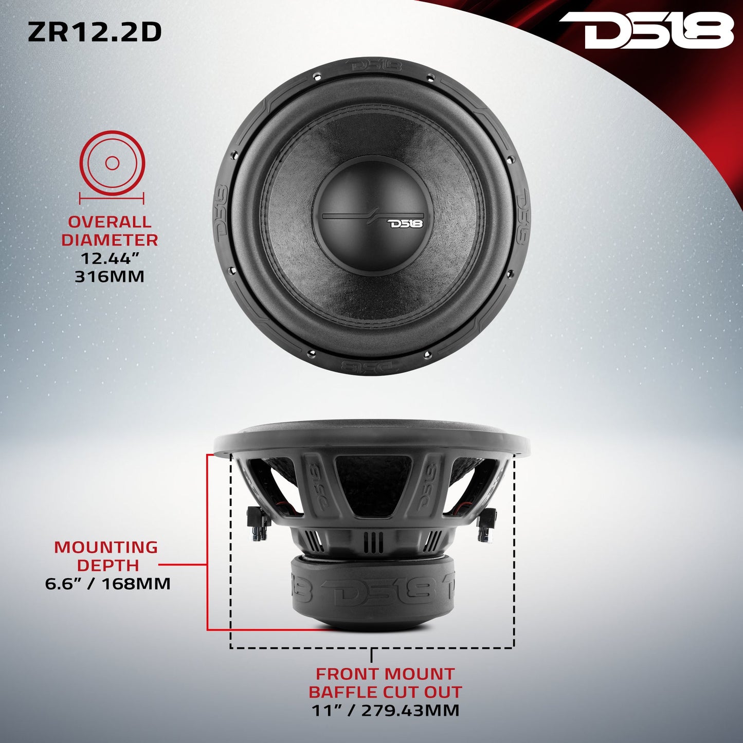 ZR 12" Subwoofer 750 Watts Rms DVC 2-Ohm