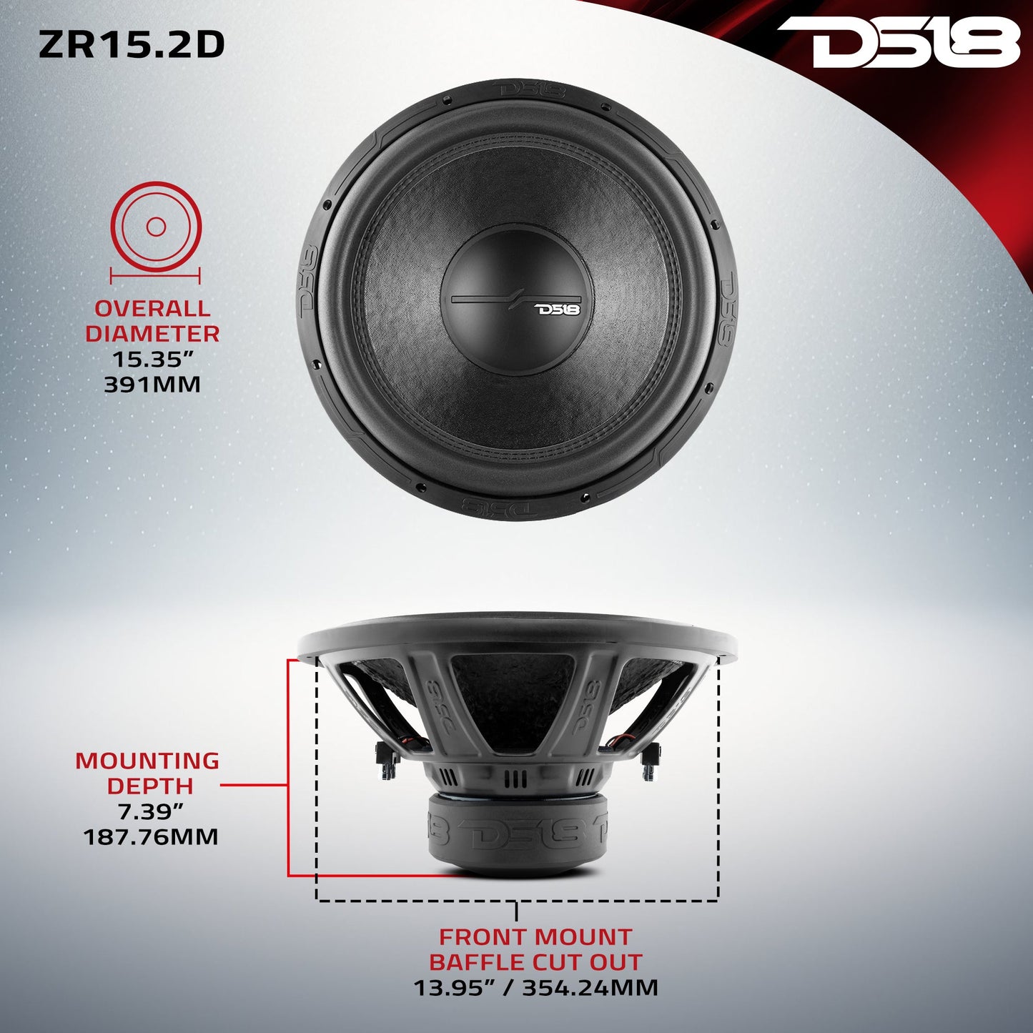 ZR 15" Subwoofer 750 Watts Rms DVC 2-Ohm