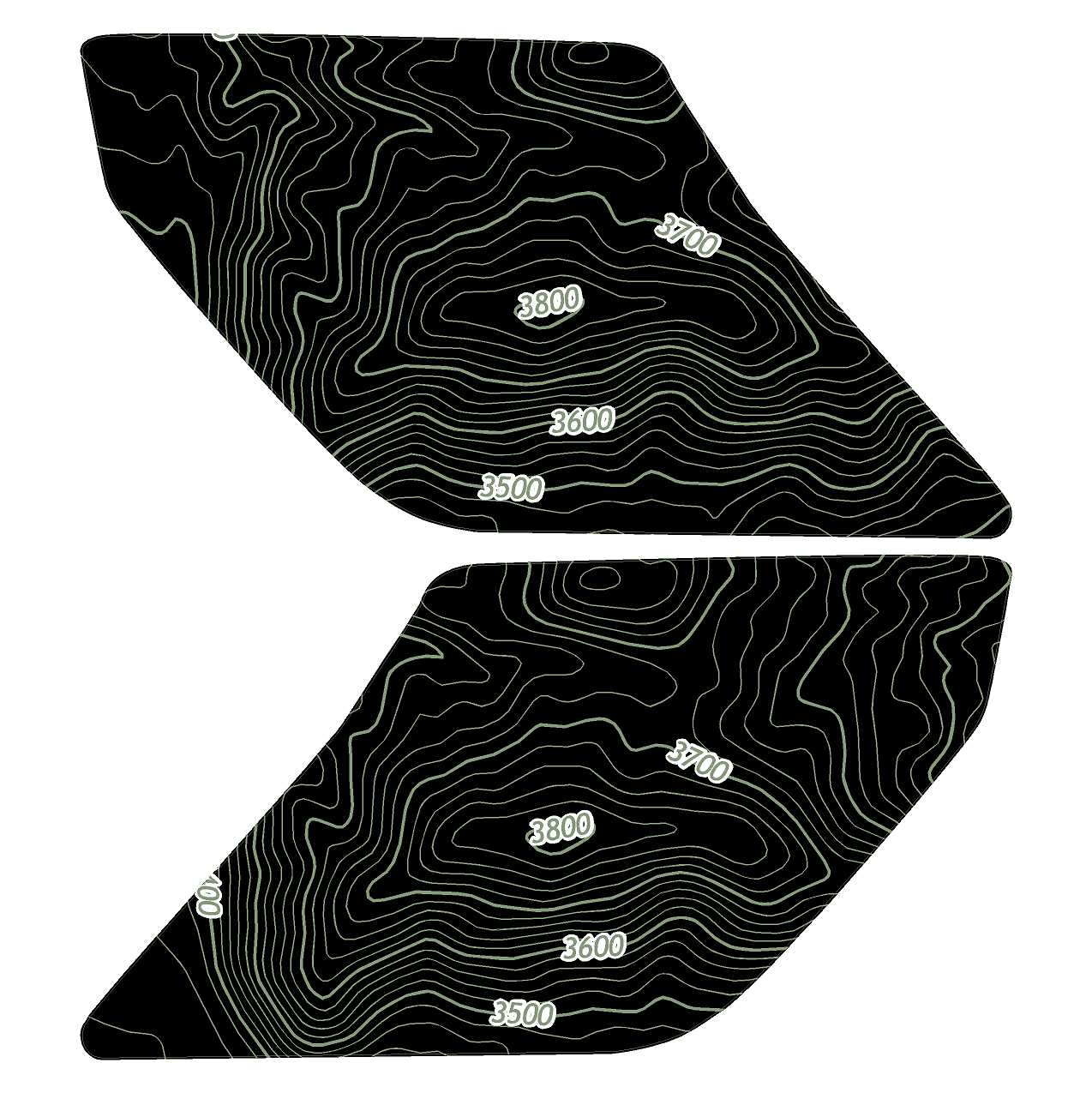 Topo Interior Lower Door Card Insert Overlays (Printed Series) - 2021+ Bronco 2 Door