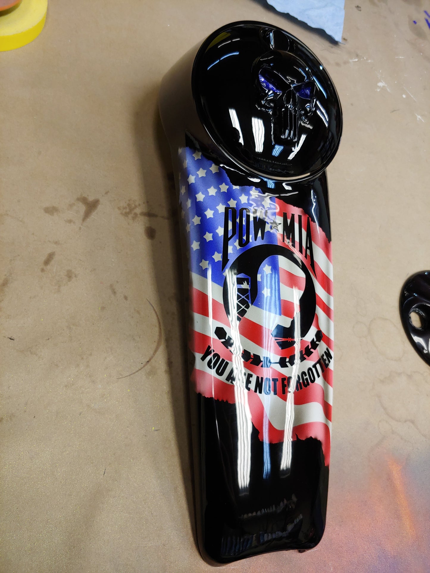 Harley Davidson Punisher and American flag console