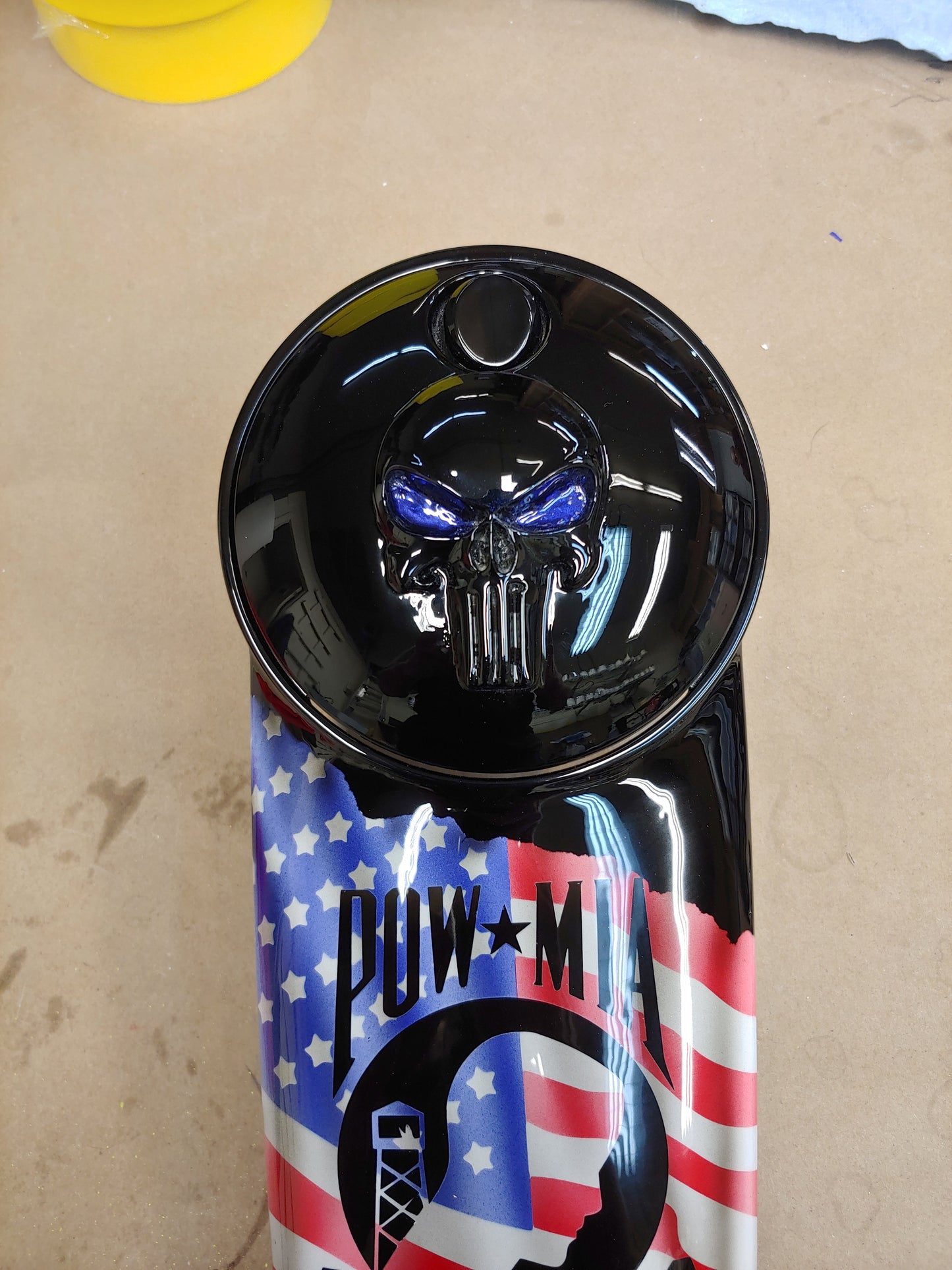 Harley Davidson Punisher and American flag console