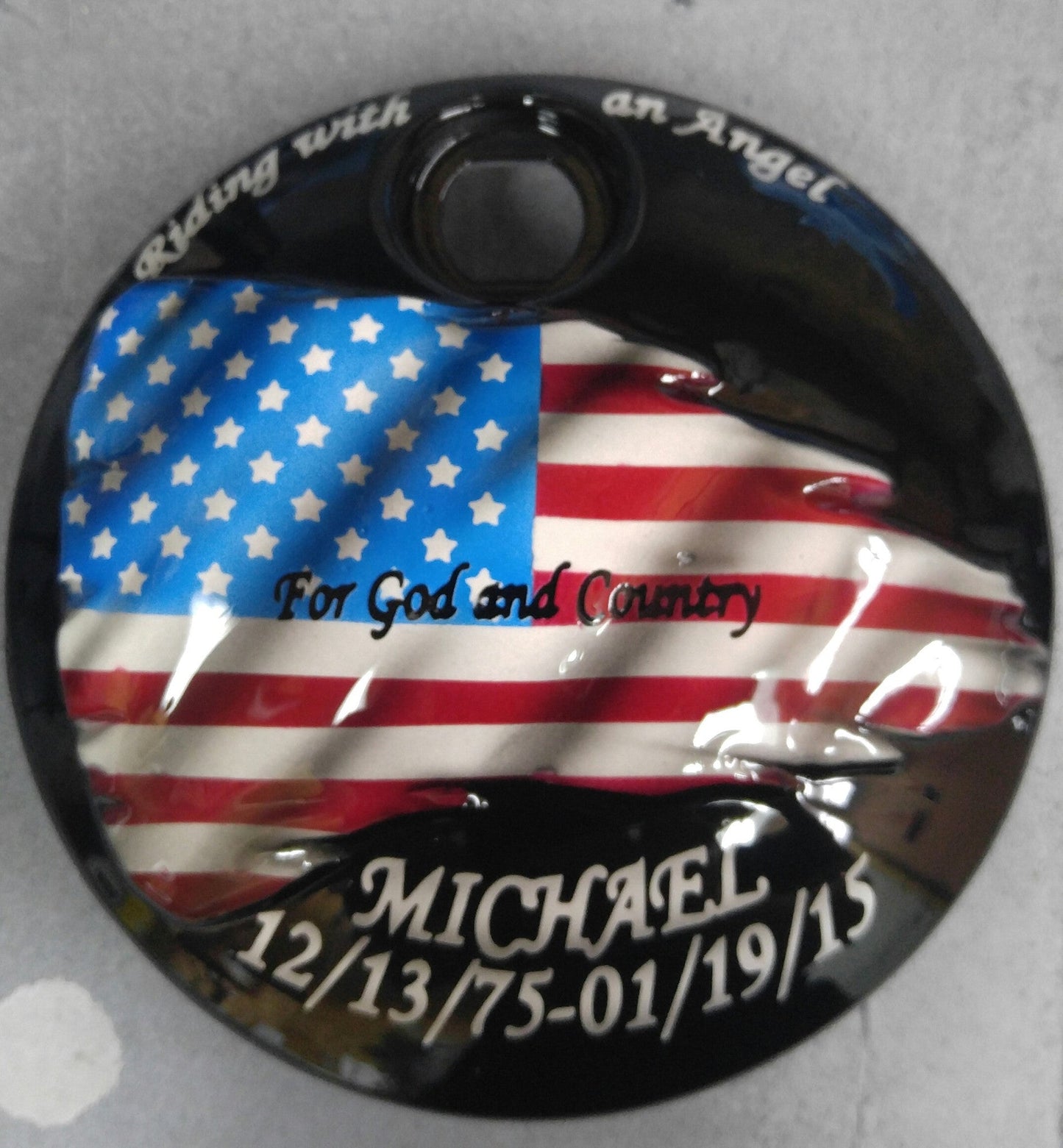 Harley fuel door American flag with memorial