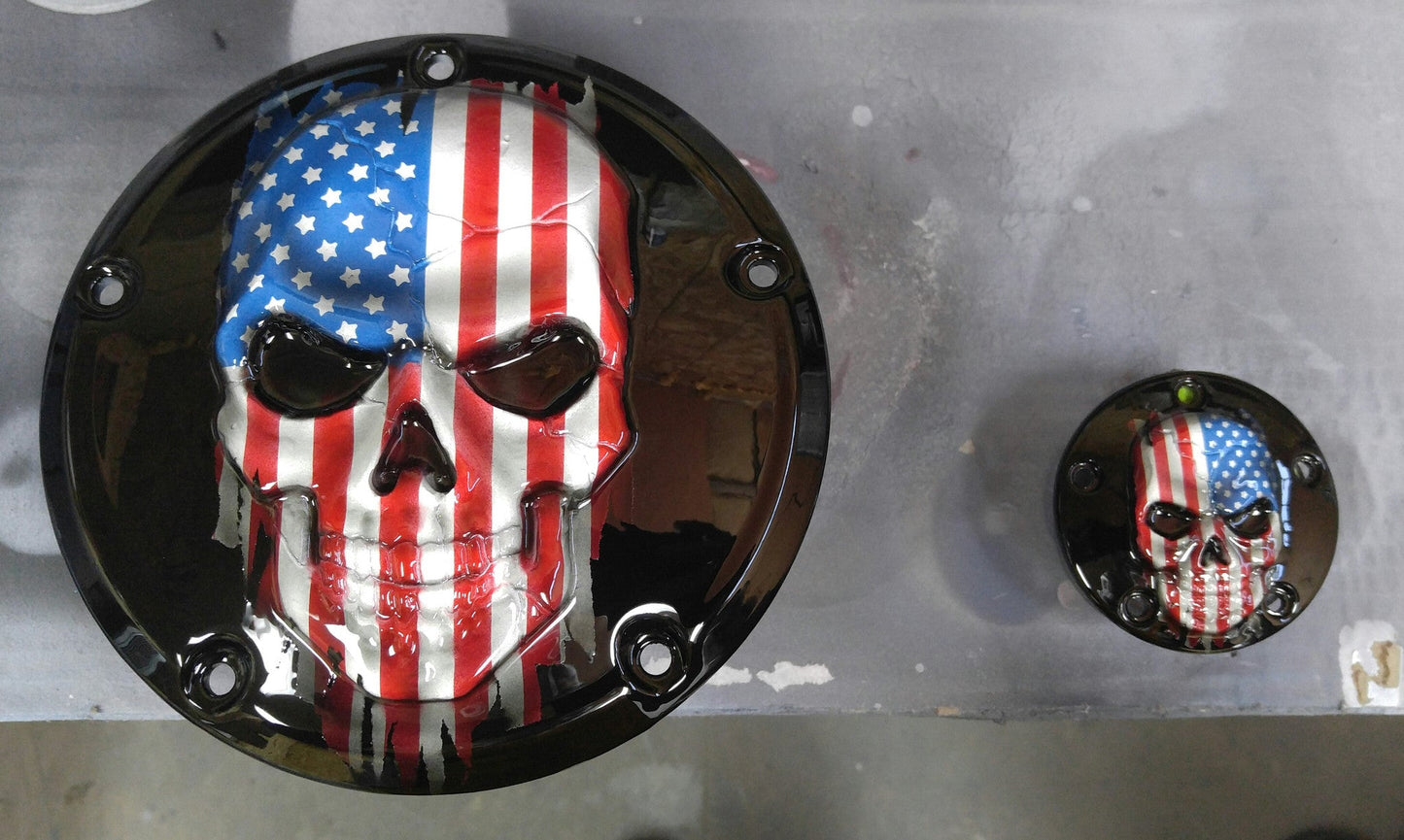 Harley Davidson American flag skull points cover