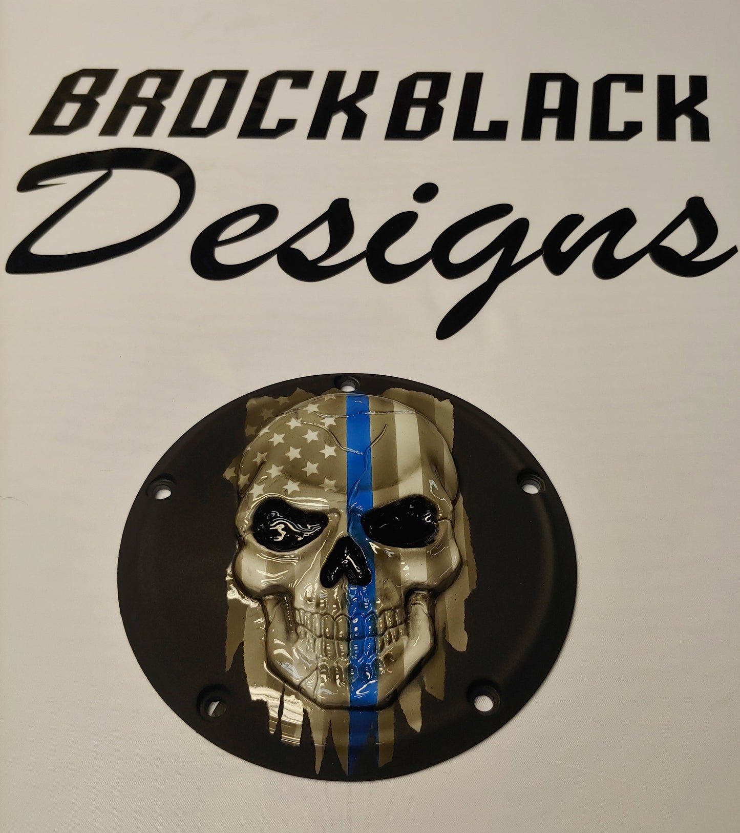 Thin blue line American Flag skull Harley Derby  Cover