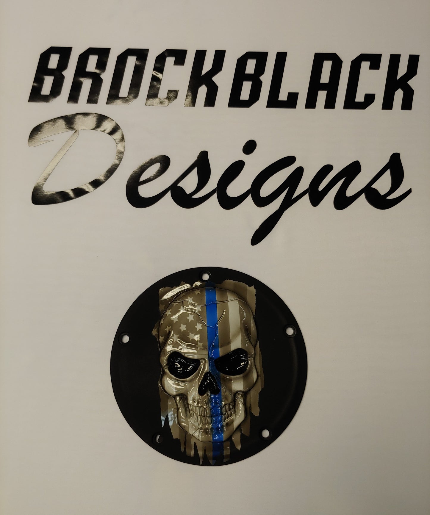 Thin blue line American Flag skull Harley Derby  Cover