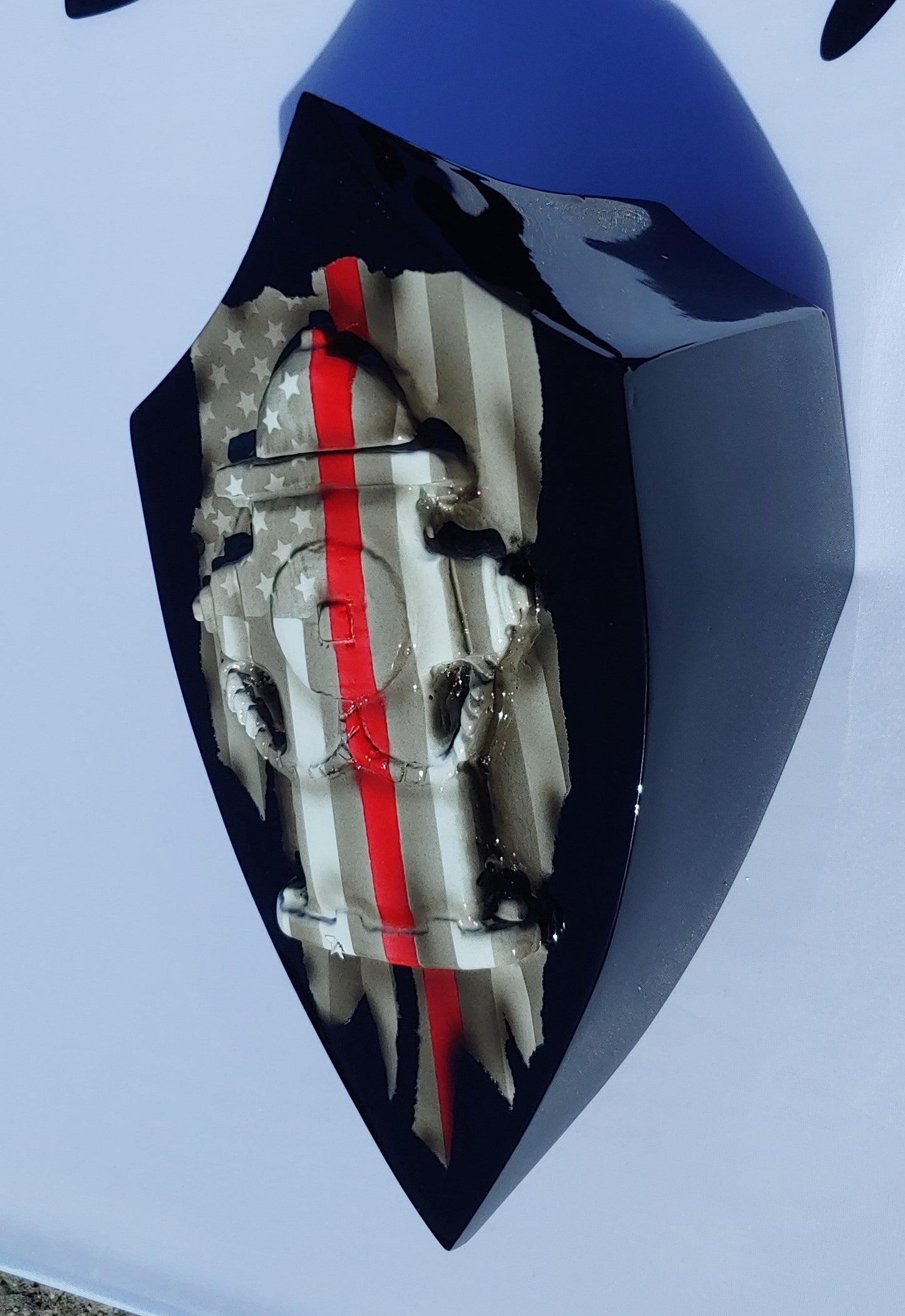 3D fire hydrant tattered American flag horn cover