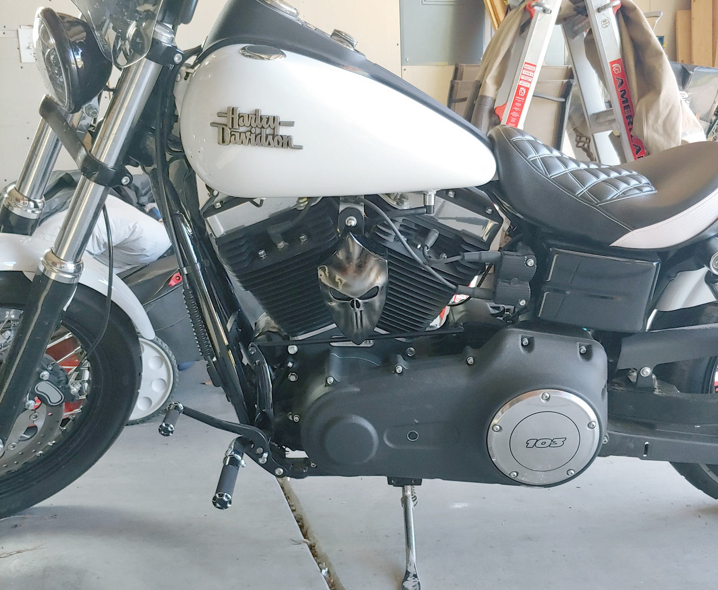 Custom Harley horn 3D Punisher with ghosted American flag Air Force  logo