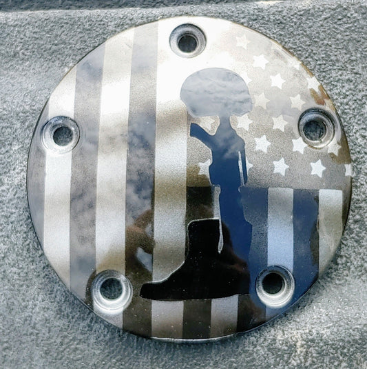 Soldier's cross and American flag Harley points cover