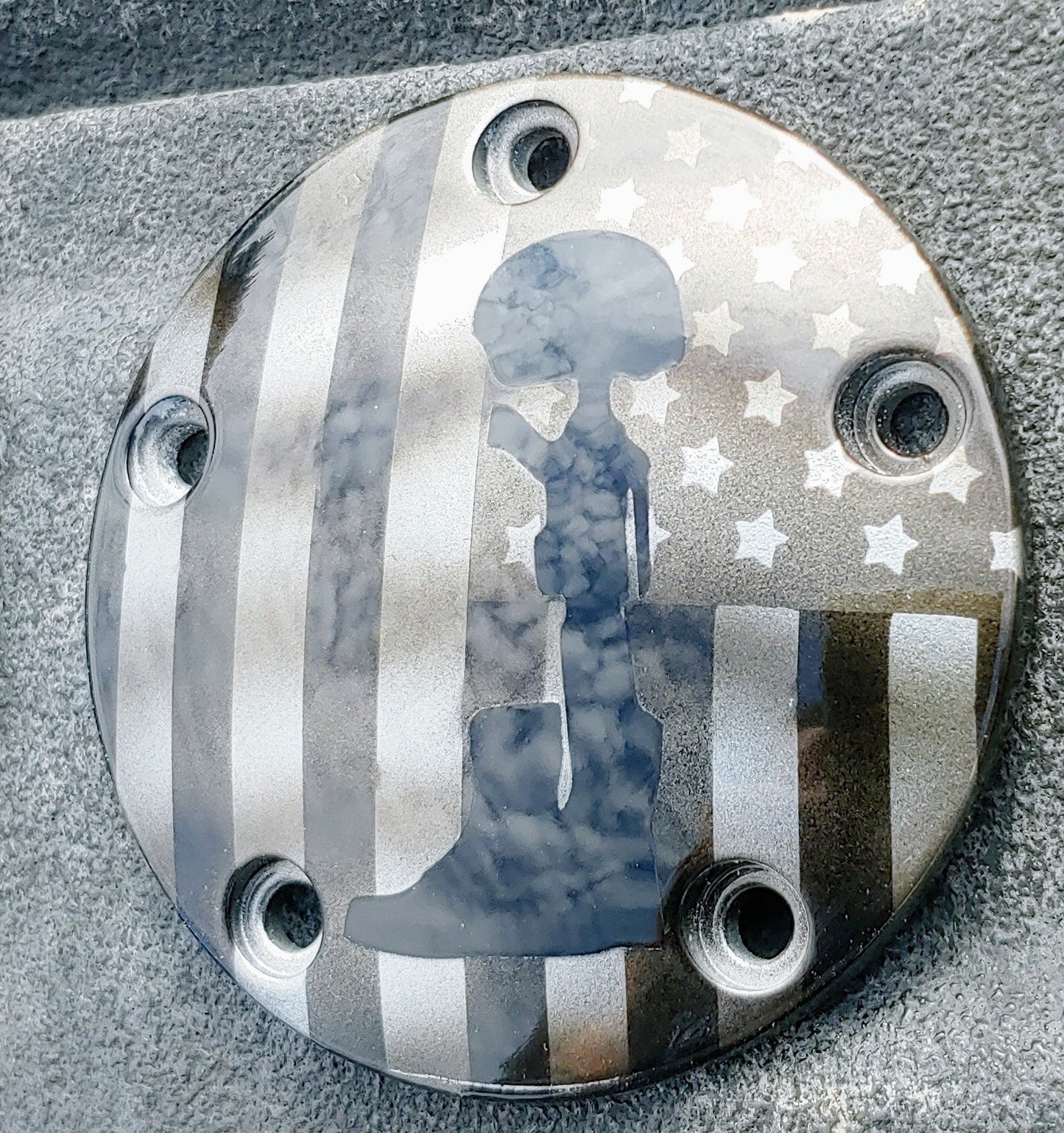 Soldier's cross and American flag Harley points cover