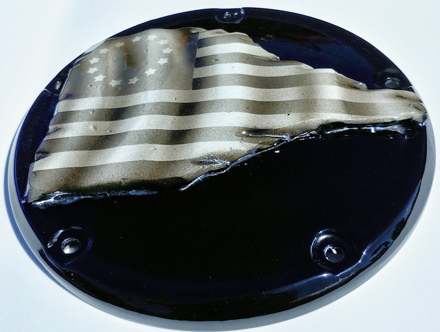 Betsy themed Tattered American Flag Harley derby cover
