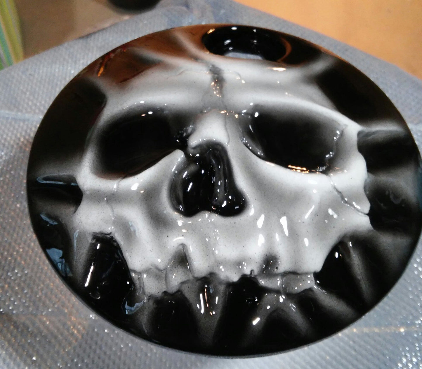 Realistic skull on Harley touring fuel door