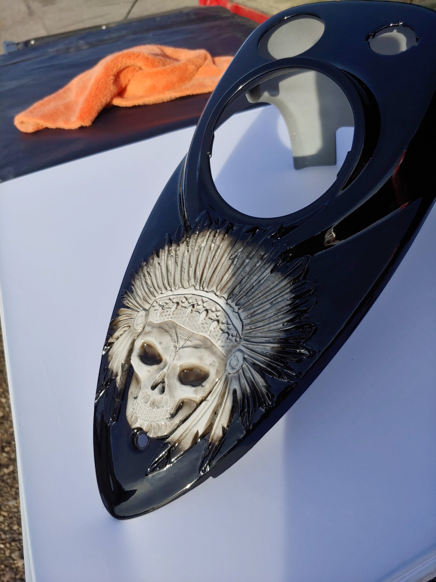Indian chief vintage 3D skull warbonnet theme console