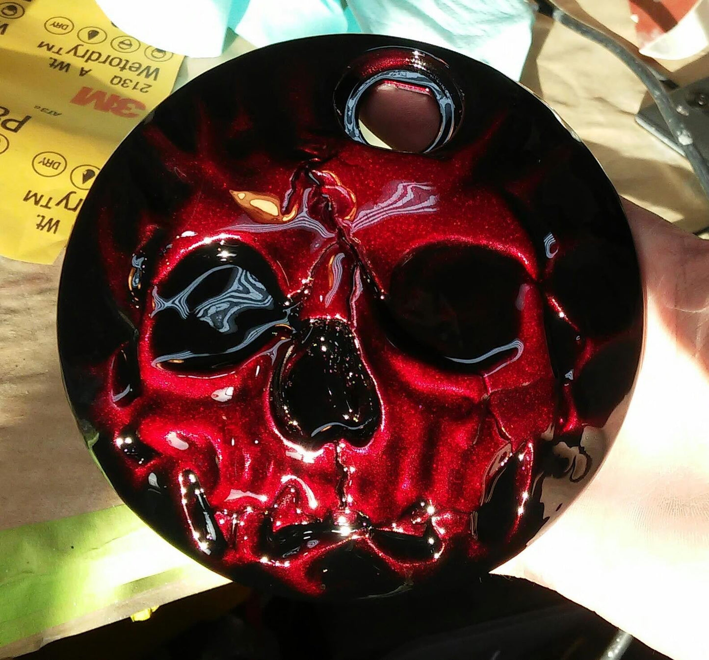 Realistic skull on Harley touring fuel door