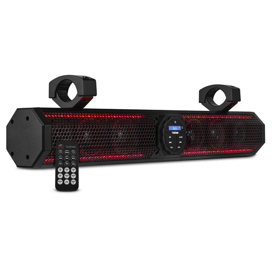 26" Marine Amplified Soundbar with Bluetooth USB & RGB Lighting 6 Speakers 600 Watts