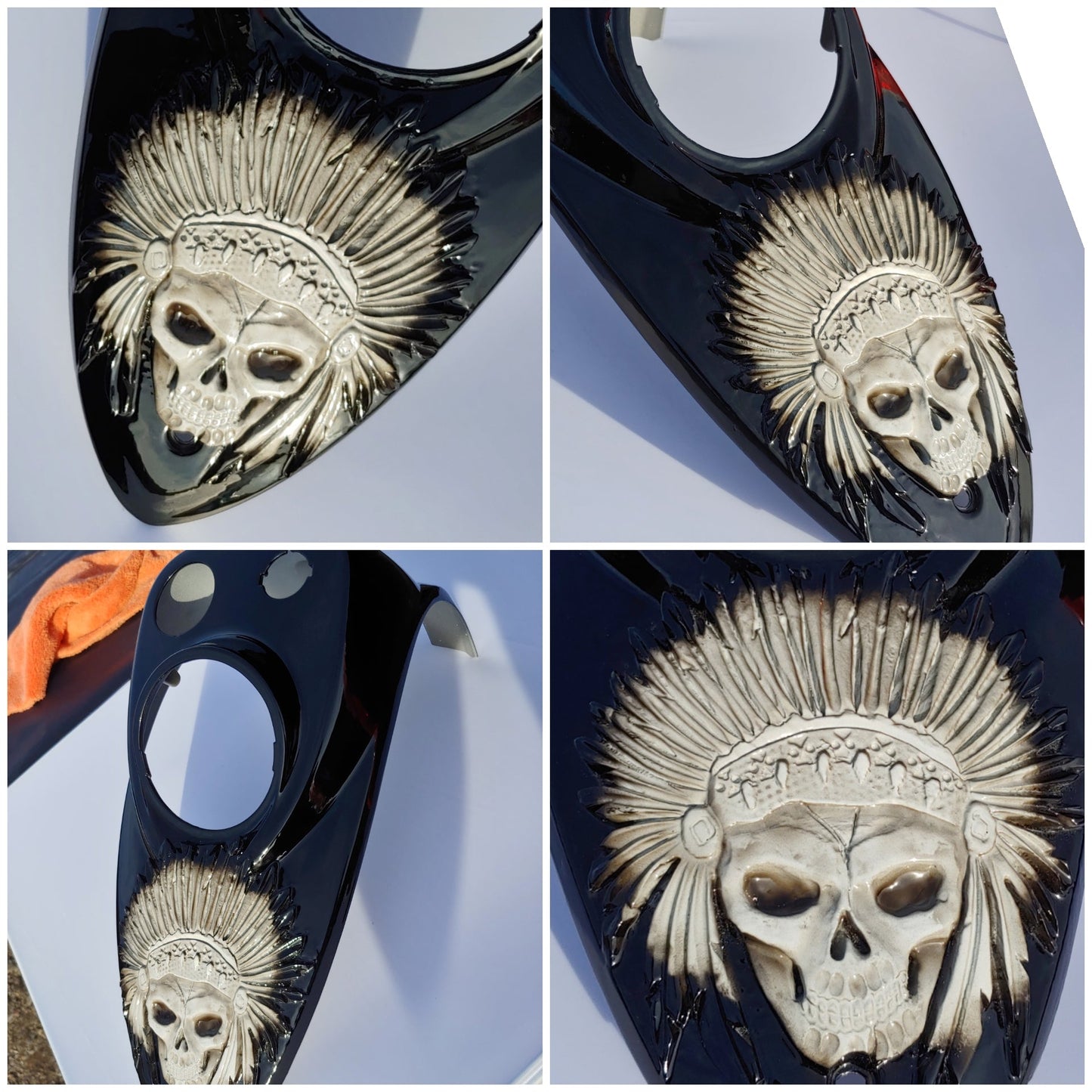 Indian chief vintage 3D skull warbonnet theme console