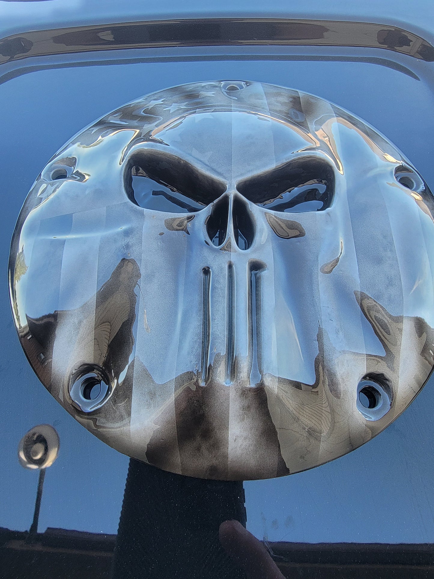 Punisher worn American Flag Harley derby cover