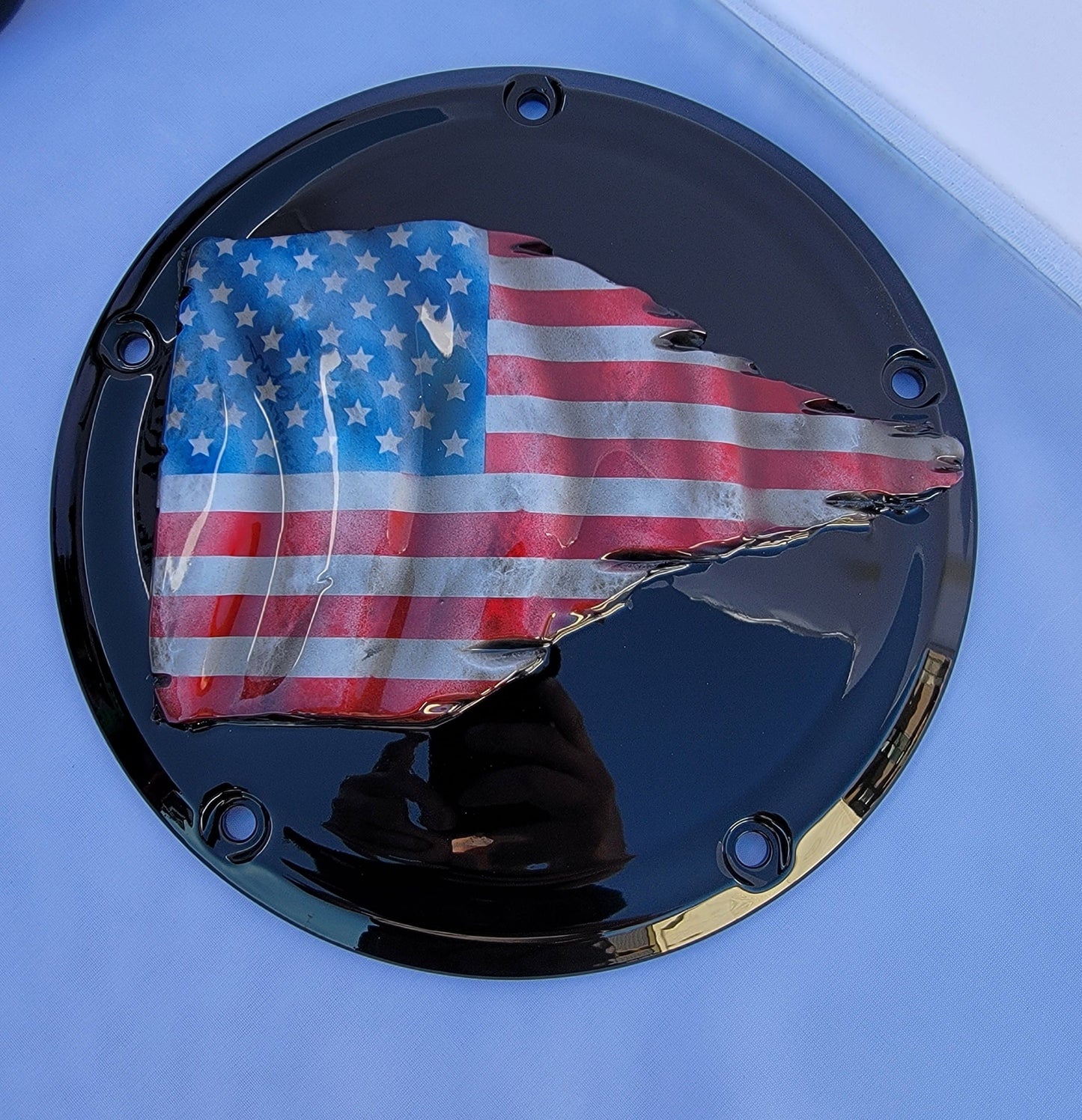 Harley Davidson tattered and worn American flag set