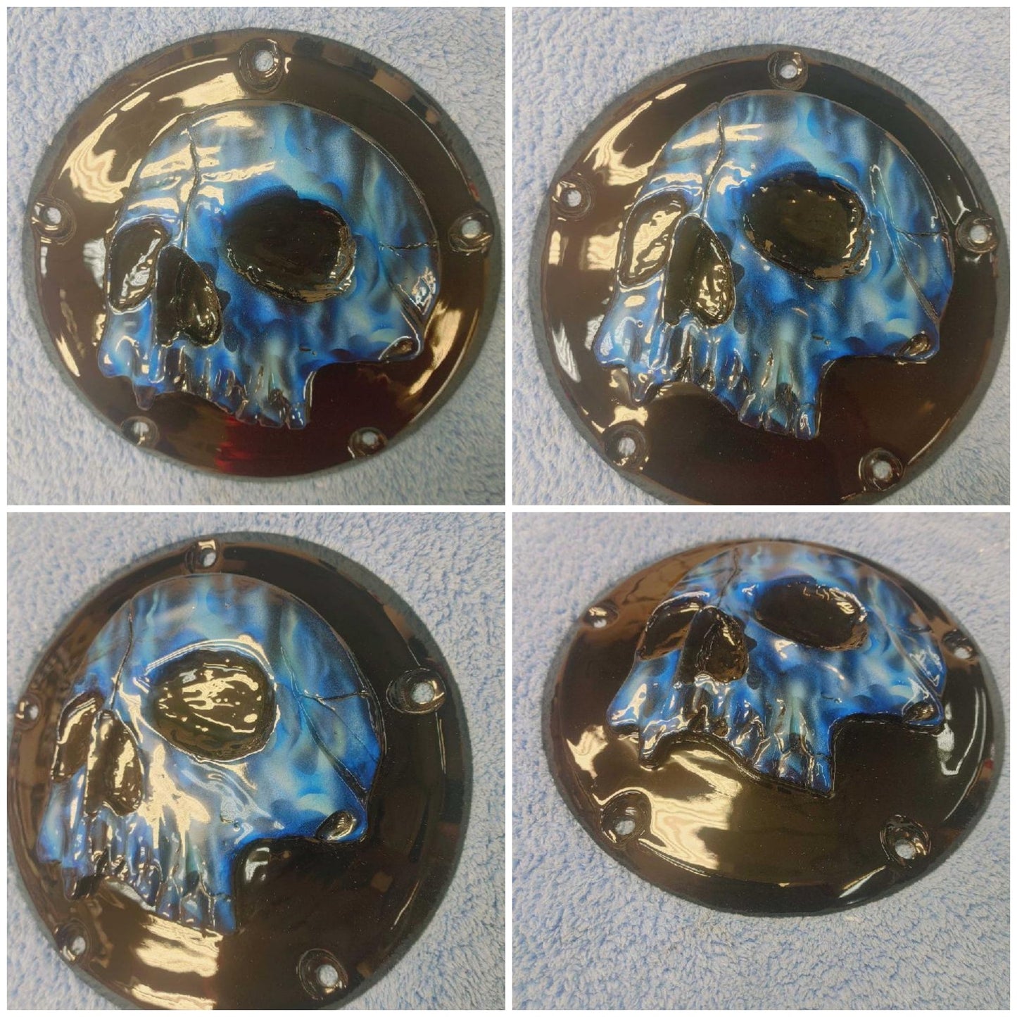 Harley Davidson derby cover twisted flames skull