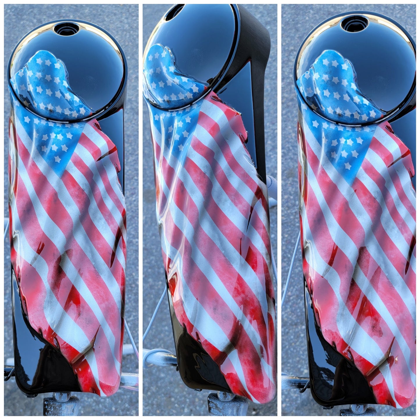 Harley Davidson tattered and worn American flag set