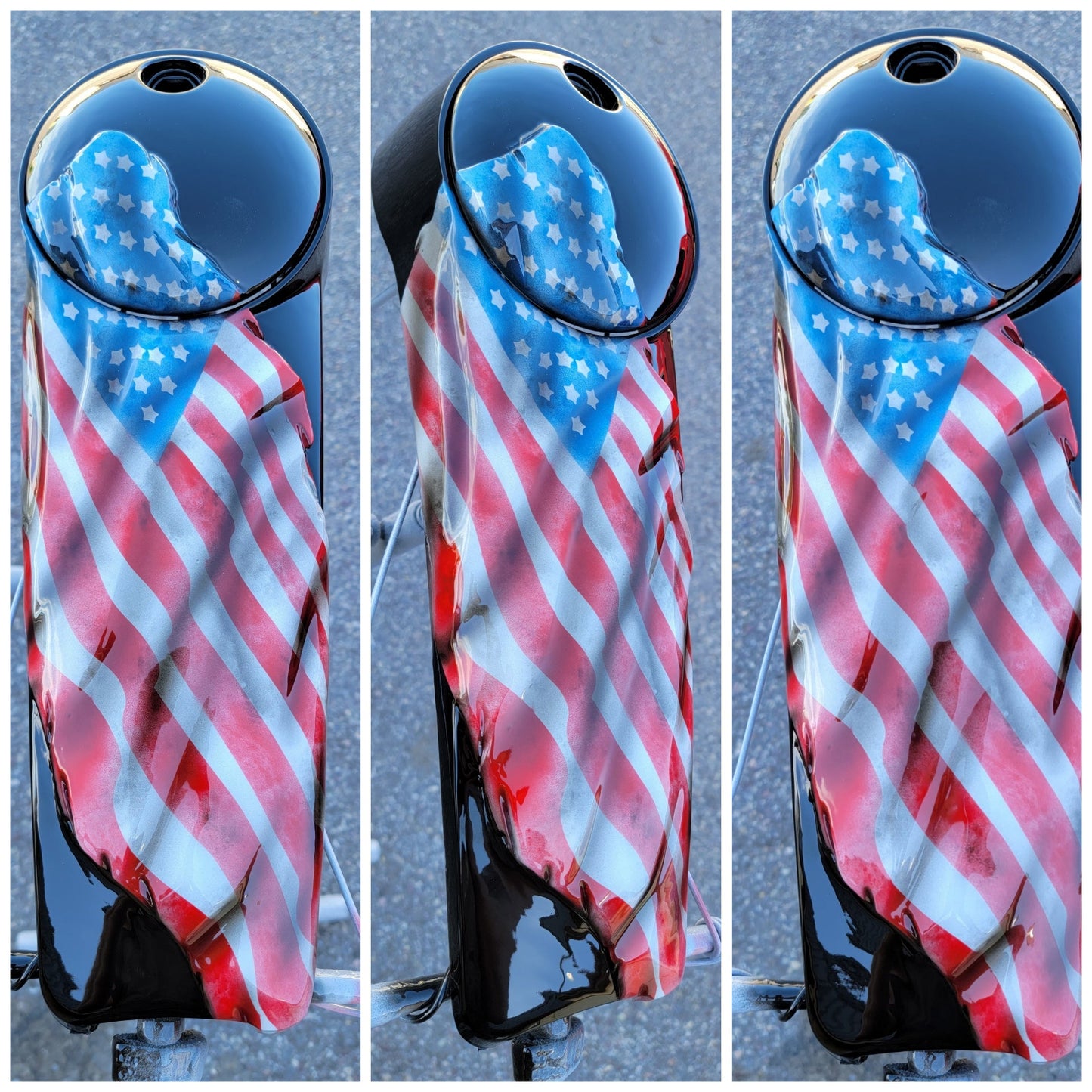 Harley Davidson tattered and worn American flag set