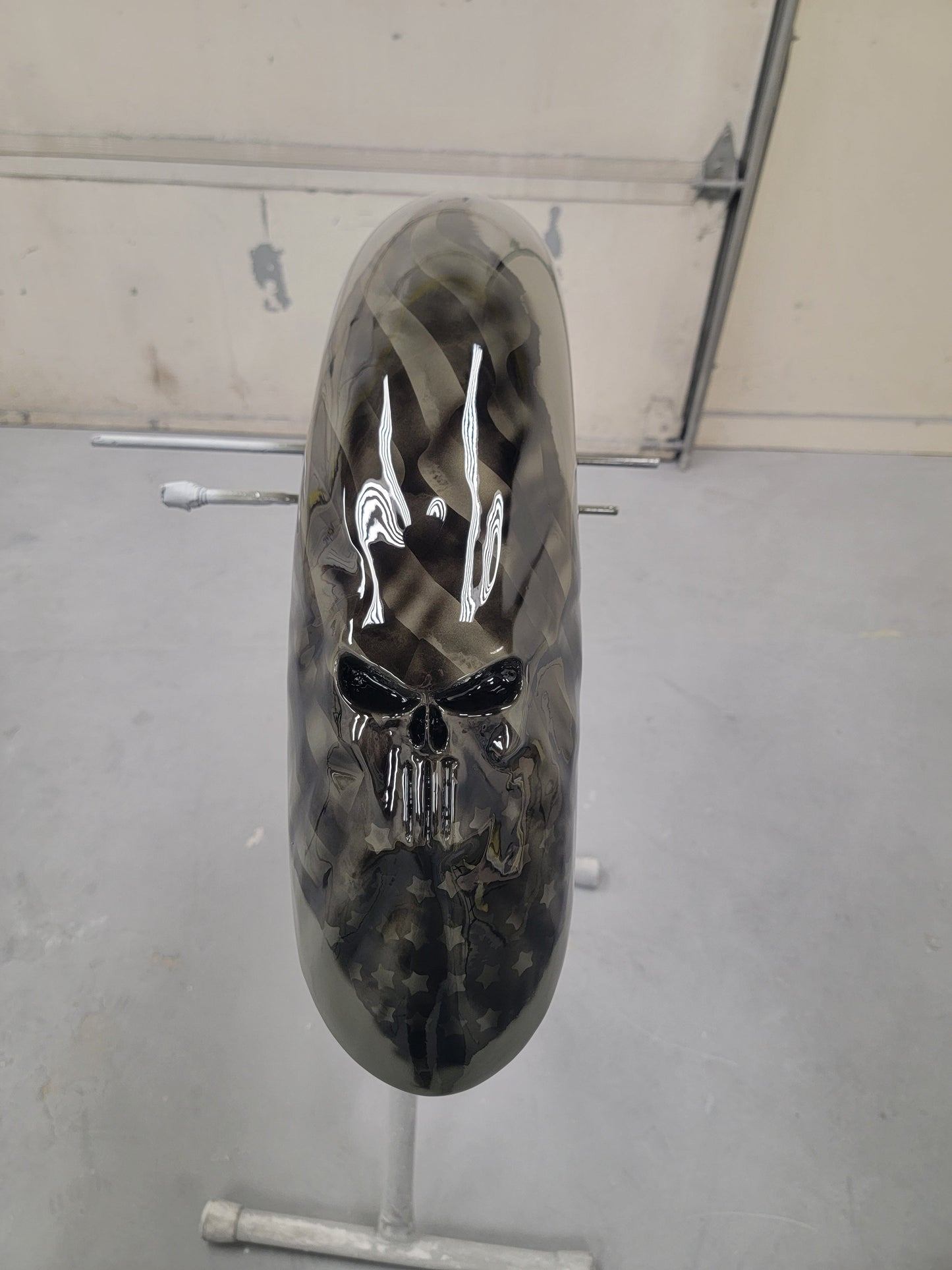 Ghosted American flag with punisher stretching through