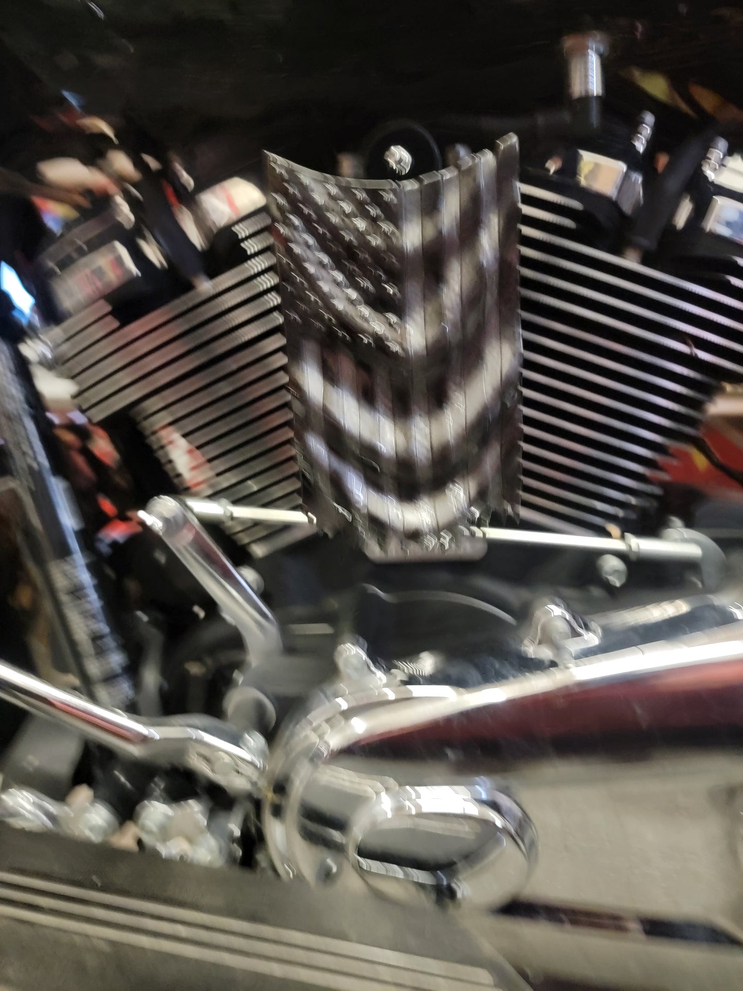 Draped American flag horn cover