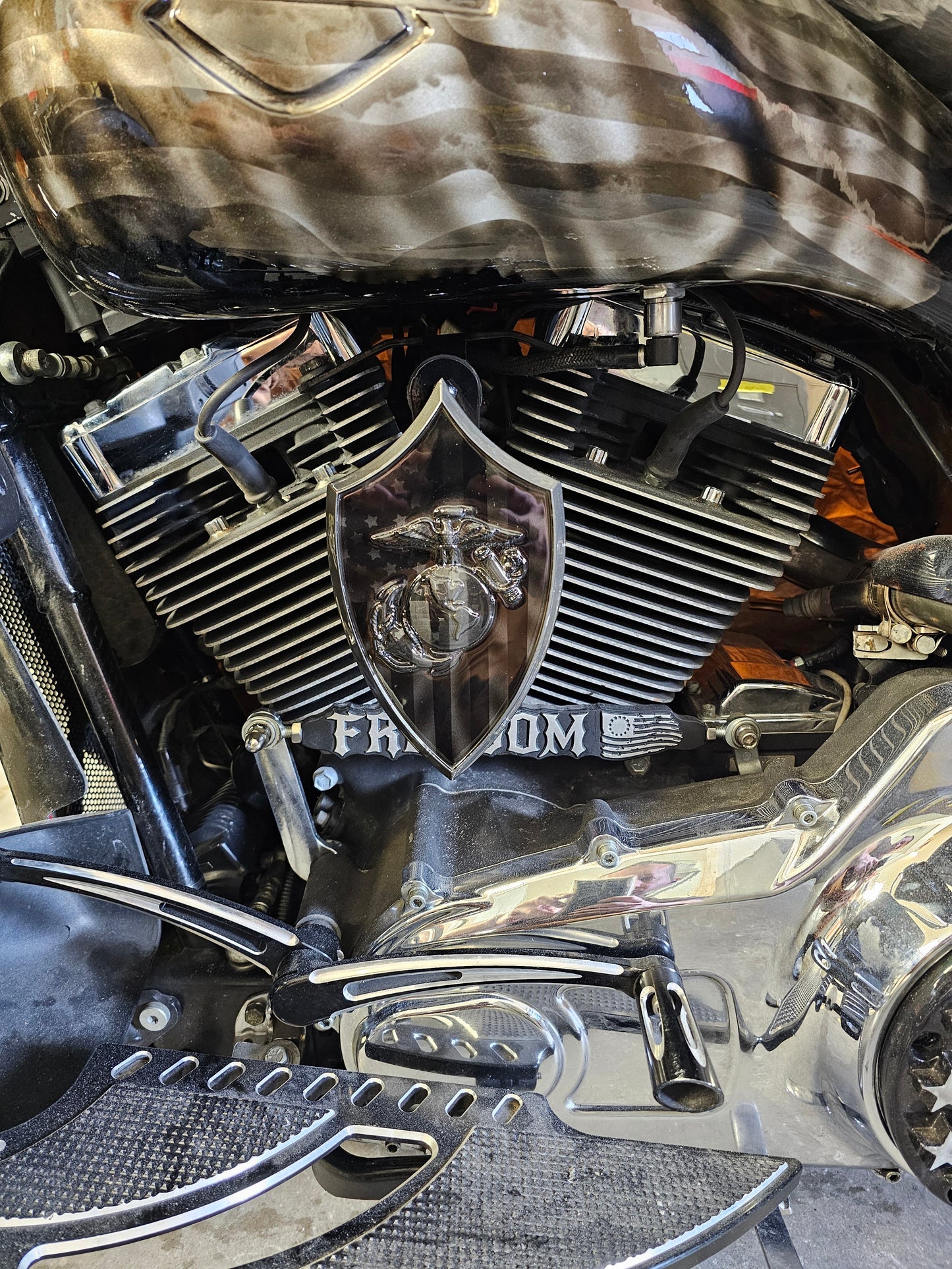 USMC horn cover with ghosted flag