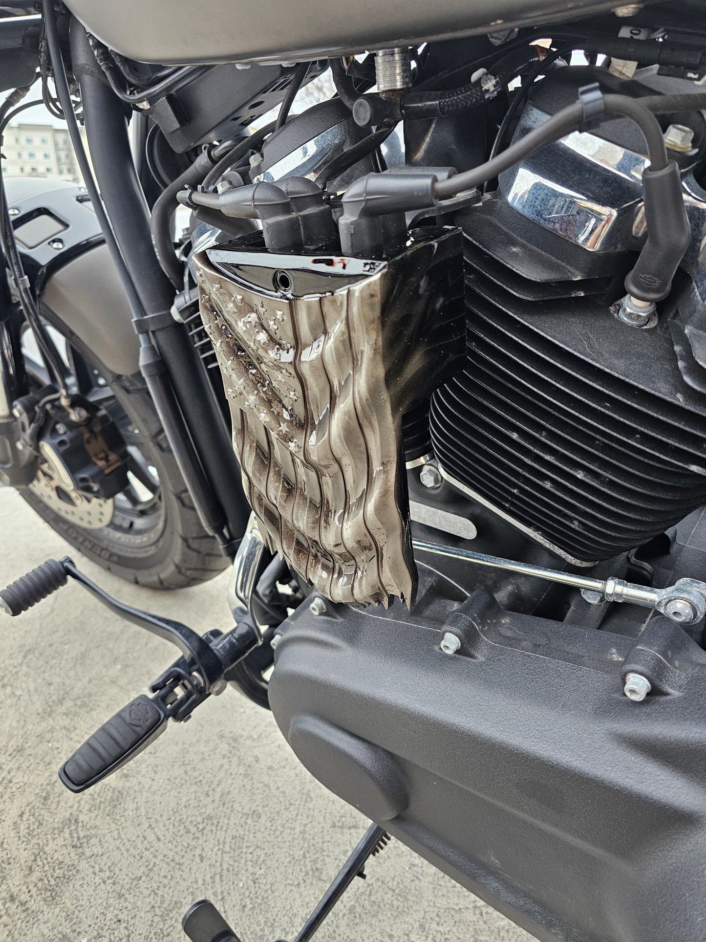 Draped American flag coil cover