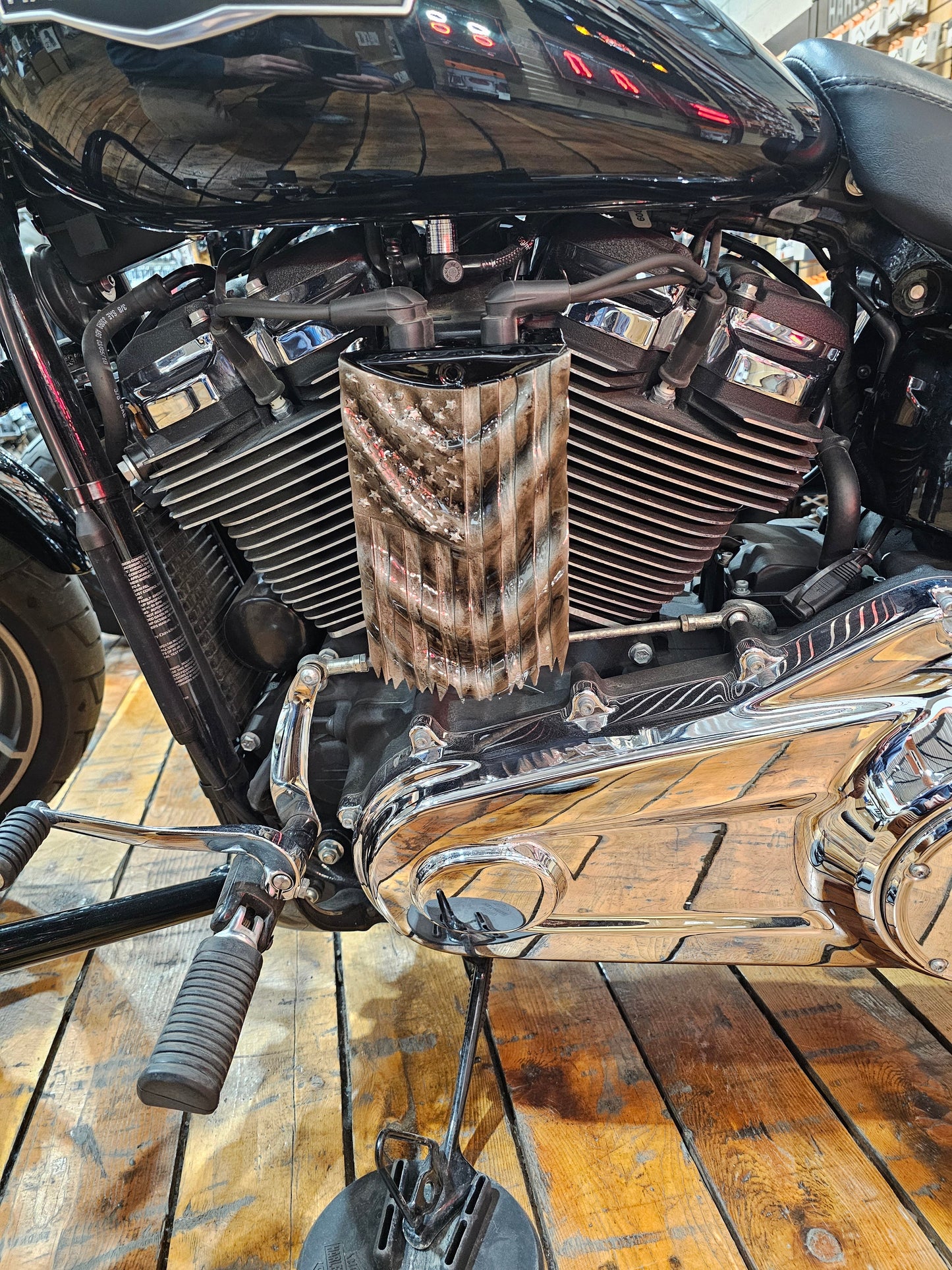 Draped American flag coil cover