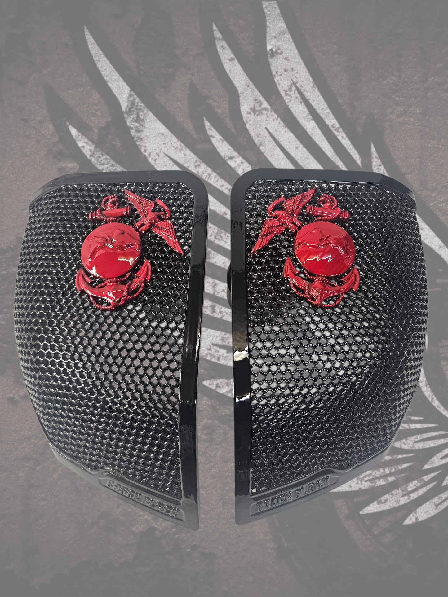 24+ Harley Davidson bag lid Speaker Grill Cover USMC