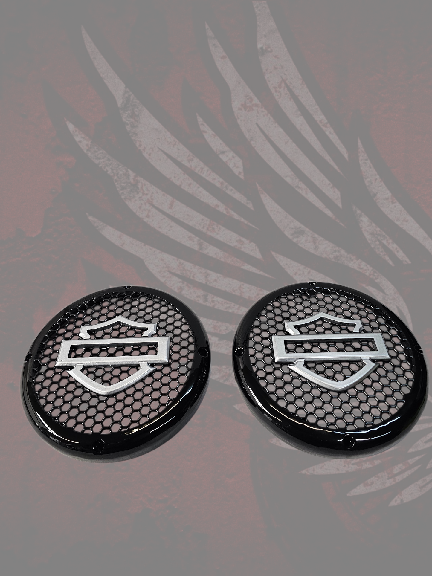 A set of bag shield theme speakers grill covers