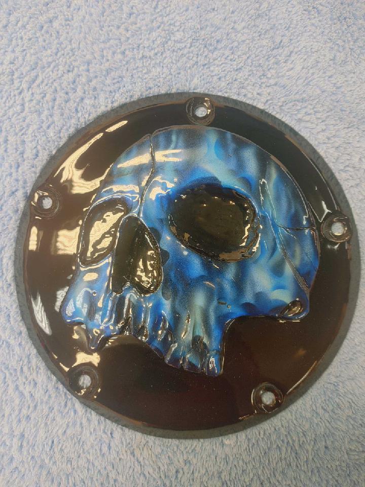 Harley Davidson derby cover twisted flames skull