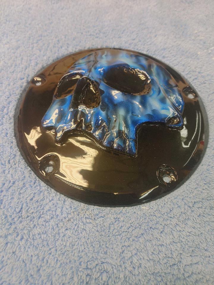 Harley Davidson derby cover twisted flames skull