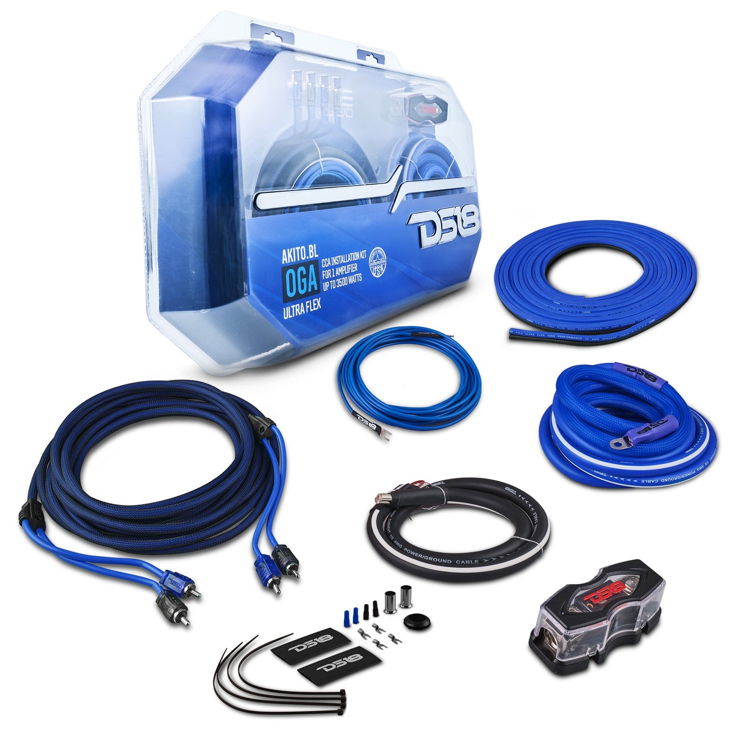 0-GA Amplifier Installation Wiring Kit - Blue