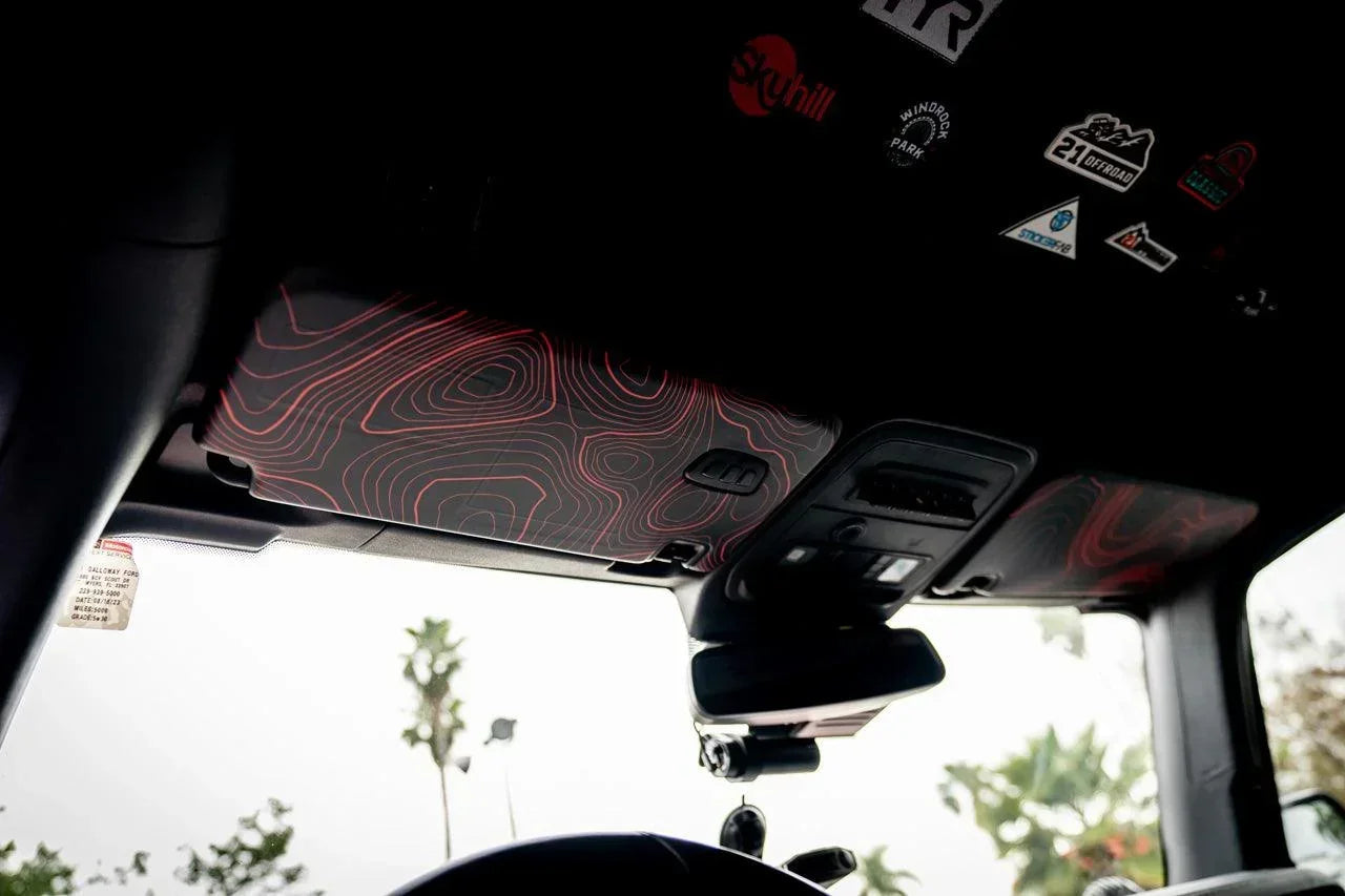 Topo Interior Sun Visor Overlays (Printed Series) - 2021+ Bronco (with Homelink)