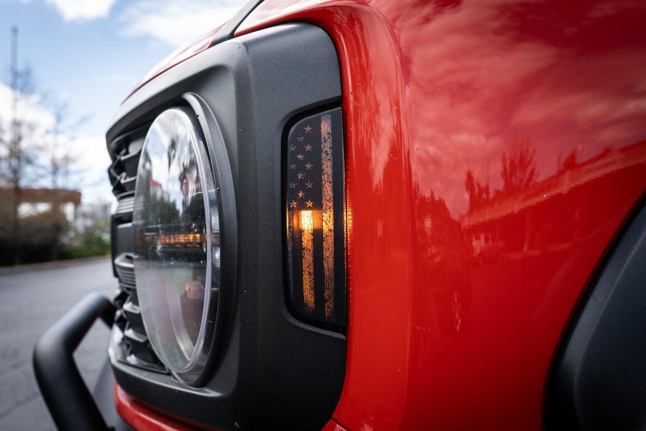 Distressed American Flag Sidemarker Overlays - 2021+ Bronco (ALL)