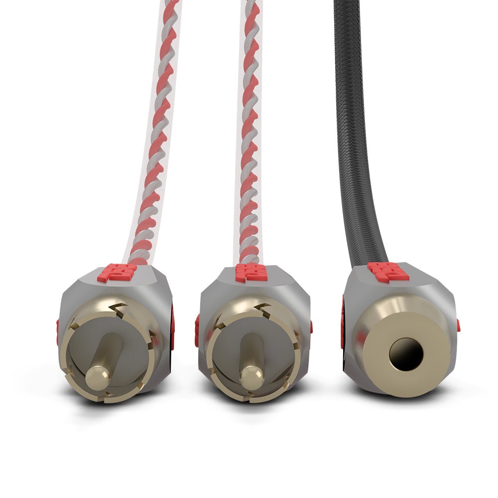 Level 3 RCA 100% Copper OFC Y Connector 1 FEMALE to 2 MALE -  BLACK / RED Kit