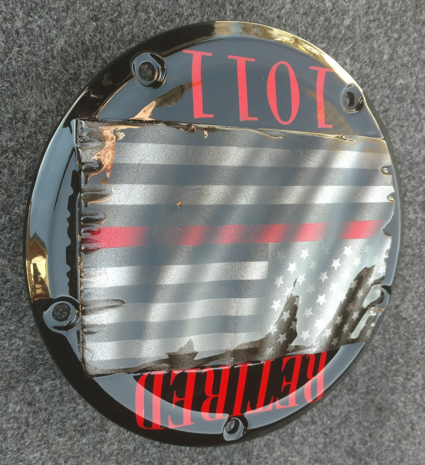 Retired firefighter themed derby cover